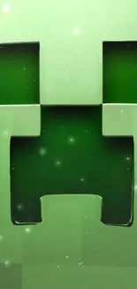 Green pixel game wallpaper with glowing details.