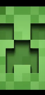 Green pixelated Creeper face from a video game wallpaper.