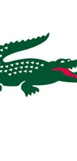 Green crocodile illustration on white background.