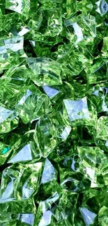 Vibrant green crystal gems texture for phone wallpaper.