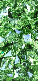 Vibrant green crystal phone wallpaper with sparkling facets.