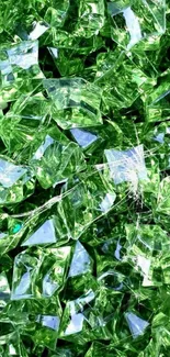 Green crystal shards forming a textured and vibrant mobile wallpaper background.