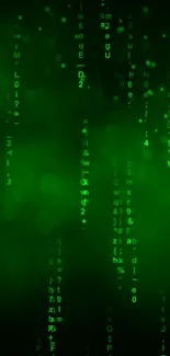 Green digital code wallpaper with abstract design.