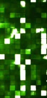 Vibrant green mosaic pixelated wallpaper.