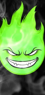 Green flame emoji on dark background wallpaper.