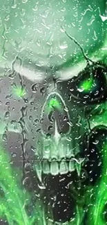 Green flame skull design mobile wallpaper.