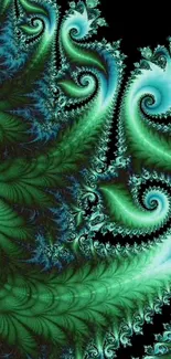 Intricate green fractal design pattern in dark tones.