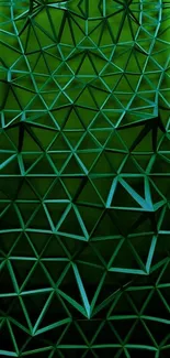 Green geometric abstract mobile wallpaper with triangle patterns.