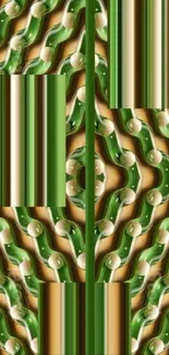 Green geometric wallpaper with abstract pattern.