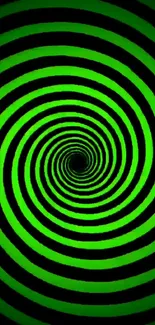 Green hypnotic spiral mobile wallpaper with a dynamic, mesmerizing effect.