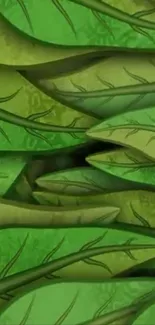 Green leaf pattern with layered foliage design.