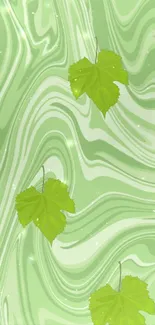 Green leaf wallpaper with swirling abstract background.