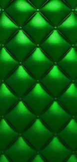 Green leather quilted texture mobile wallpaper.