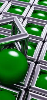 Green metallic spheres and cubes wallpaper.