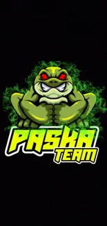 Green monster with 'Paska Team' text on dark background.