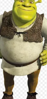 Green cartoon ogre character on transparent background.