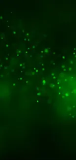 Green particle galaxy wallpaper with cosmic effect.