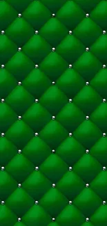 Luxurious green quilted pattern wallpaper for stylish mobile screens.