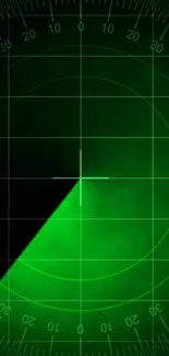 Green radar screen wallpaper with grid lines.