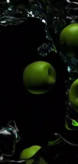 Abstract design with green spheres on a dark background.