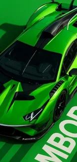 Vibrant green sports car with sleek design.