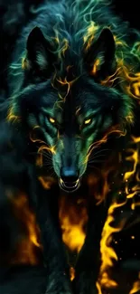 Green Wolf In The Wind  Live Wallpaper