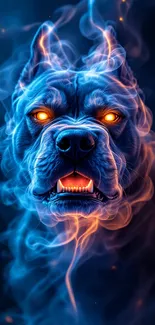 Grey Dog With Neon Orange Eyes Live Wallpaper