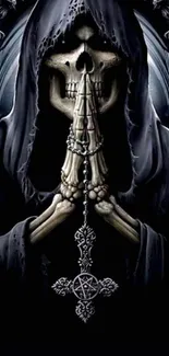 Grim Reaper hooded skeleton wallpaper.