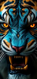 Growling Tiger With Yellow Teeth Live Wallpaper