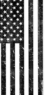 Grunge black and white American flag wallpaper.