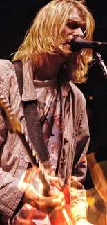 Grunge guitarist performing live on stage.