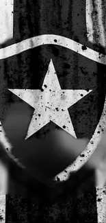 Grunge star shield in black and white design for mobile wallpaper.