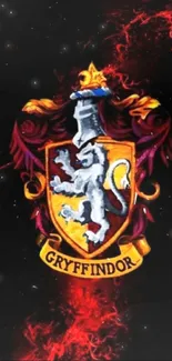 Gryffindor crest on black background with red and gold details.