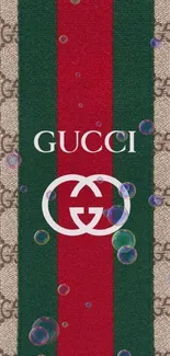 Gucci-inspired mobile wallpaper with red and green stripes.