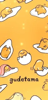 Gudetama on orange background wallpaper for mobile devices.