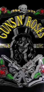 Guns N' Roses skull art with roses and guns.