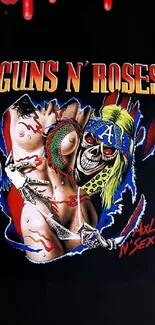 Guns N' Roses artistic wallpaper with bold colors and edgy design.