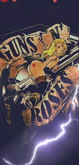 Guns N' Roses wallpaper with vintage design and lightning effects.