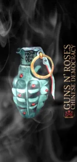 Guns N' Roses grenade-themed wallpaper with band name.