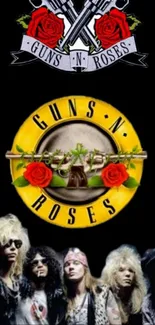 Guns N' Roses mobile phone wallpaper with band and logo.