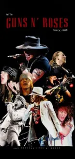 Guns N’ Roses mobile wallpaper with band members and logo.