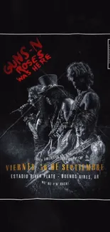 Guns N' Roses concert poster with black background and red text.