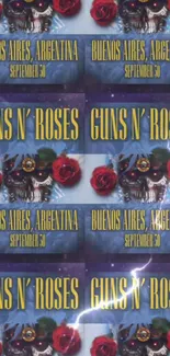 Guns N' Roses Buenos Aires concert poster with roses and event date.