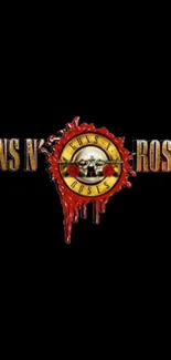 Guns N' Roses band logo on a black wallpaper with vibrant red and yellow highlights.