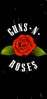 Guns N' Roses red rose on black wallpaper.