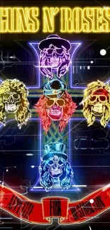 Guns N' Roses neon skull design wallpaper.