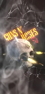 Guns N' Roses skull with fiery effects wallpaper.