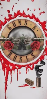 Guns N' Roses wallpaper with red roses and bullets.