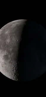 Detailed half moon against a black sky wallpaper.