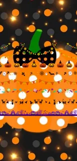 Vibrant Halloween wallpaper with a festive pumpkin design.